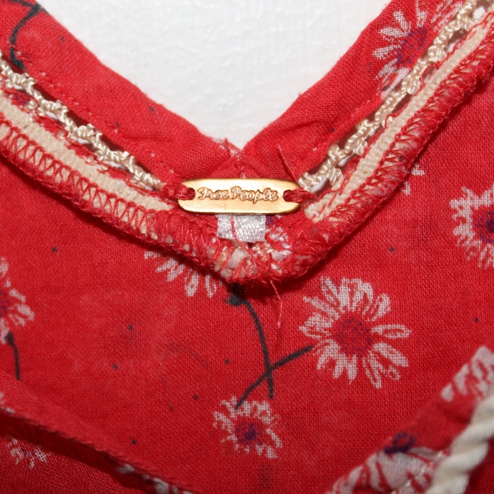 Free People Blouse Never A Dull Moment Boho Floral V Neck Women's L - Picture 3 of 4